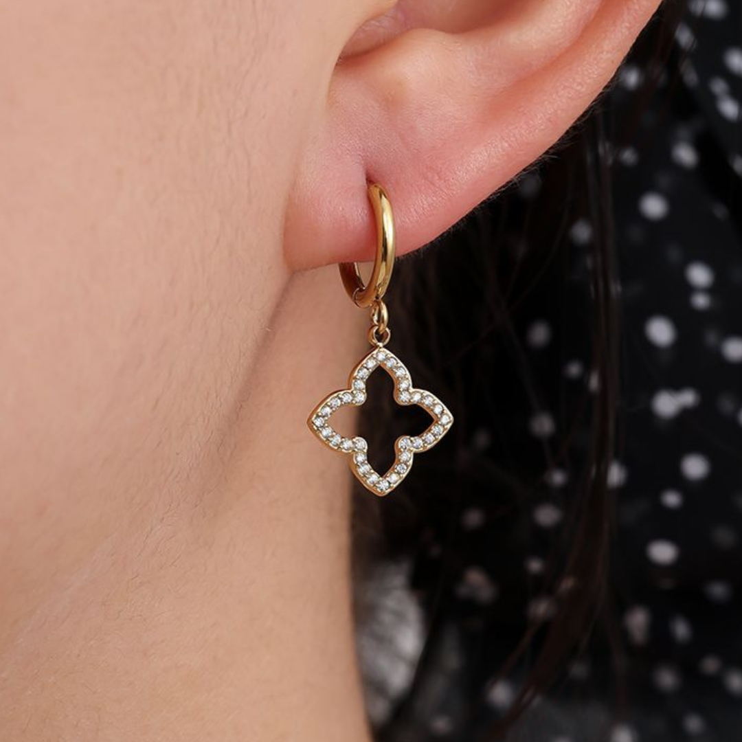 Edelstahl Ohrringe "Fleur Silber" 14K vergoldet