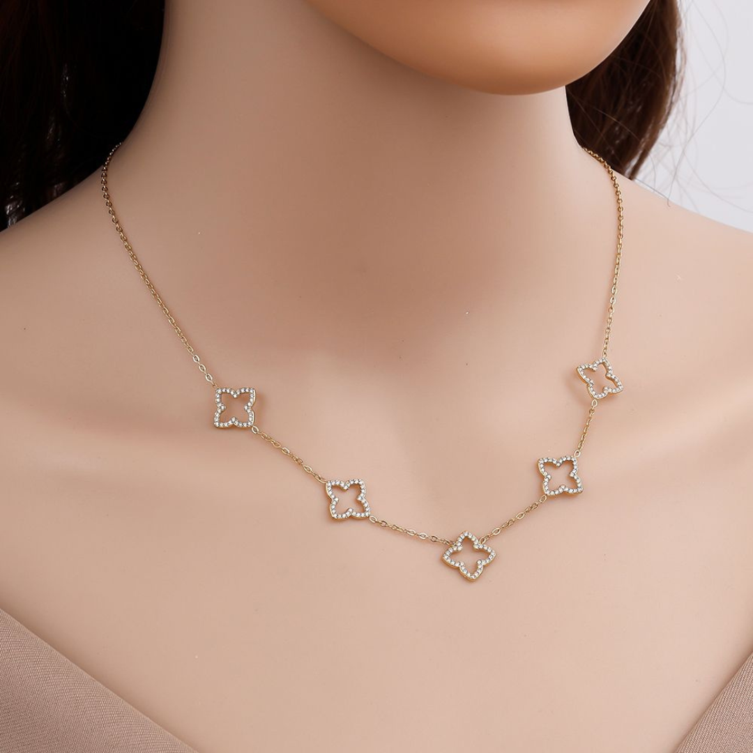 Edelstahl Kette "Fleur Silber" 14K vergoldet
