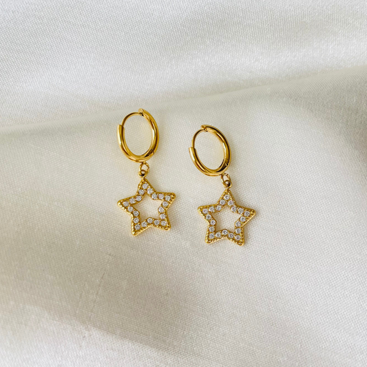 Edelstahl Ohrringe "Star Gold" 14K vergoldet