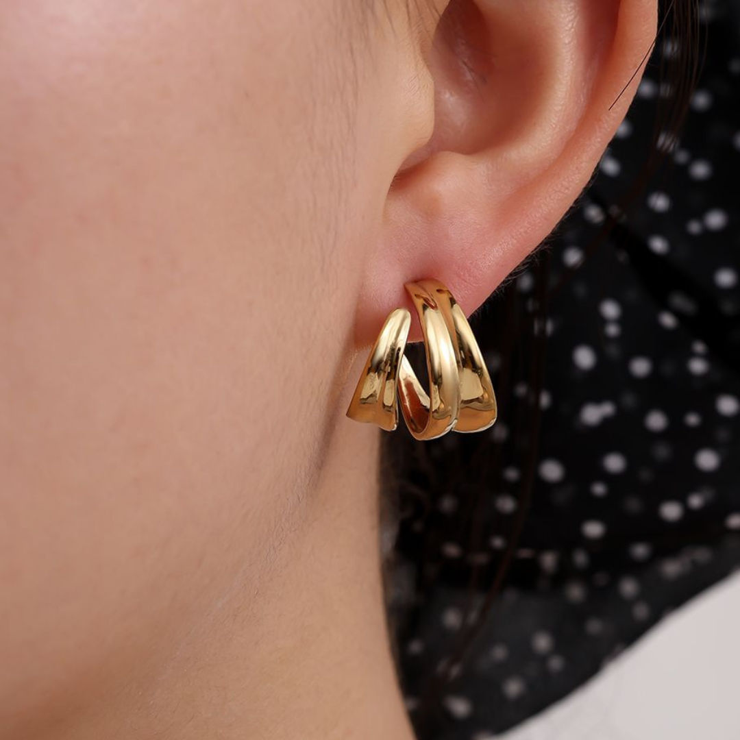 Edelstahl Ohrstecker "Cycle Silber" 14K vergoldet