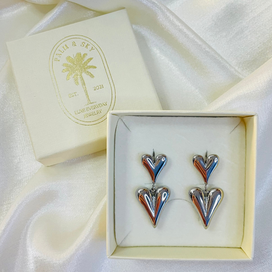 Edelstahl Ohrstecker "Hearts Silber" 14K vergoldet