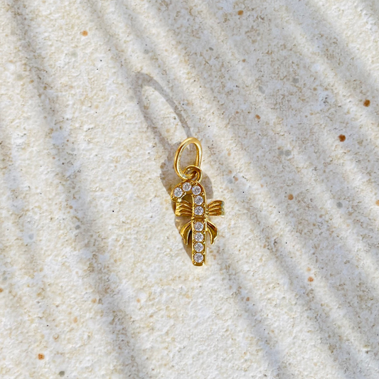 Edelstahl Charm "Candy Cane Gold" 14K vergoldet