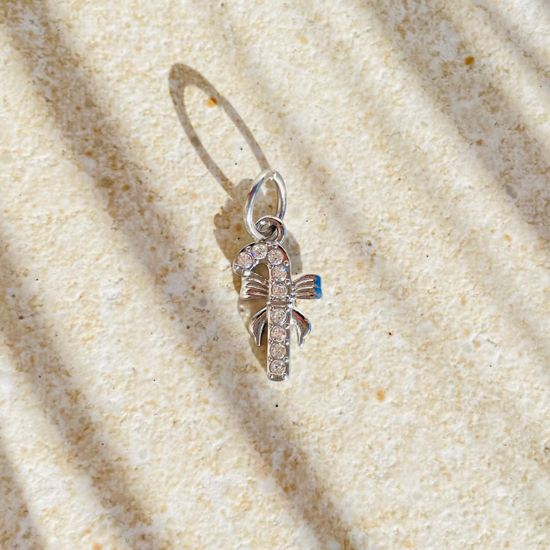 Edelstahl Charm "Candy Cane Silber" 14K vergoldet