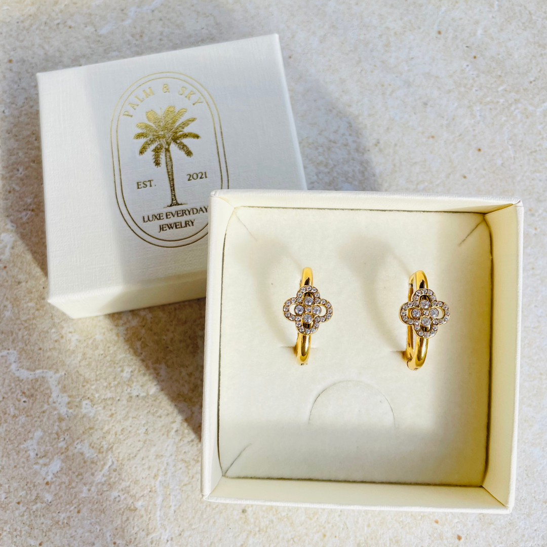 Edelstahl Ohrringe "Lucky Sparkle Gold" 14K vergoldet