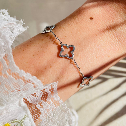 Edelstahl Armband "Fleur Silber" 14K vergoldet