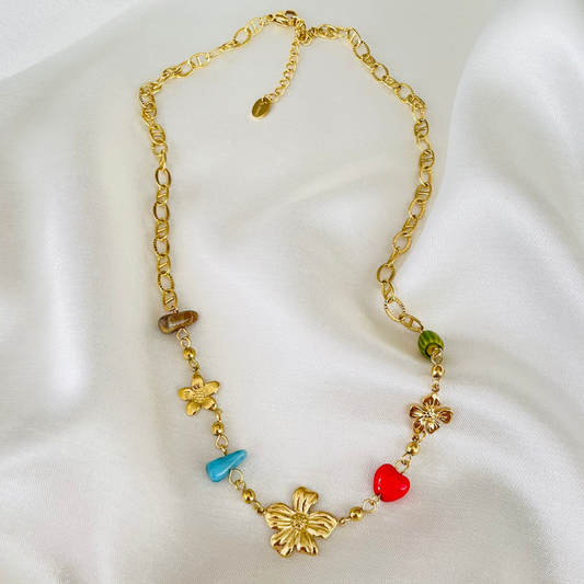 Edelstahl Kette "Flora" 14K vergoldet