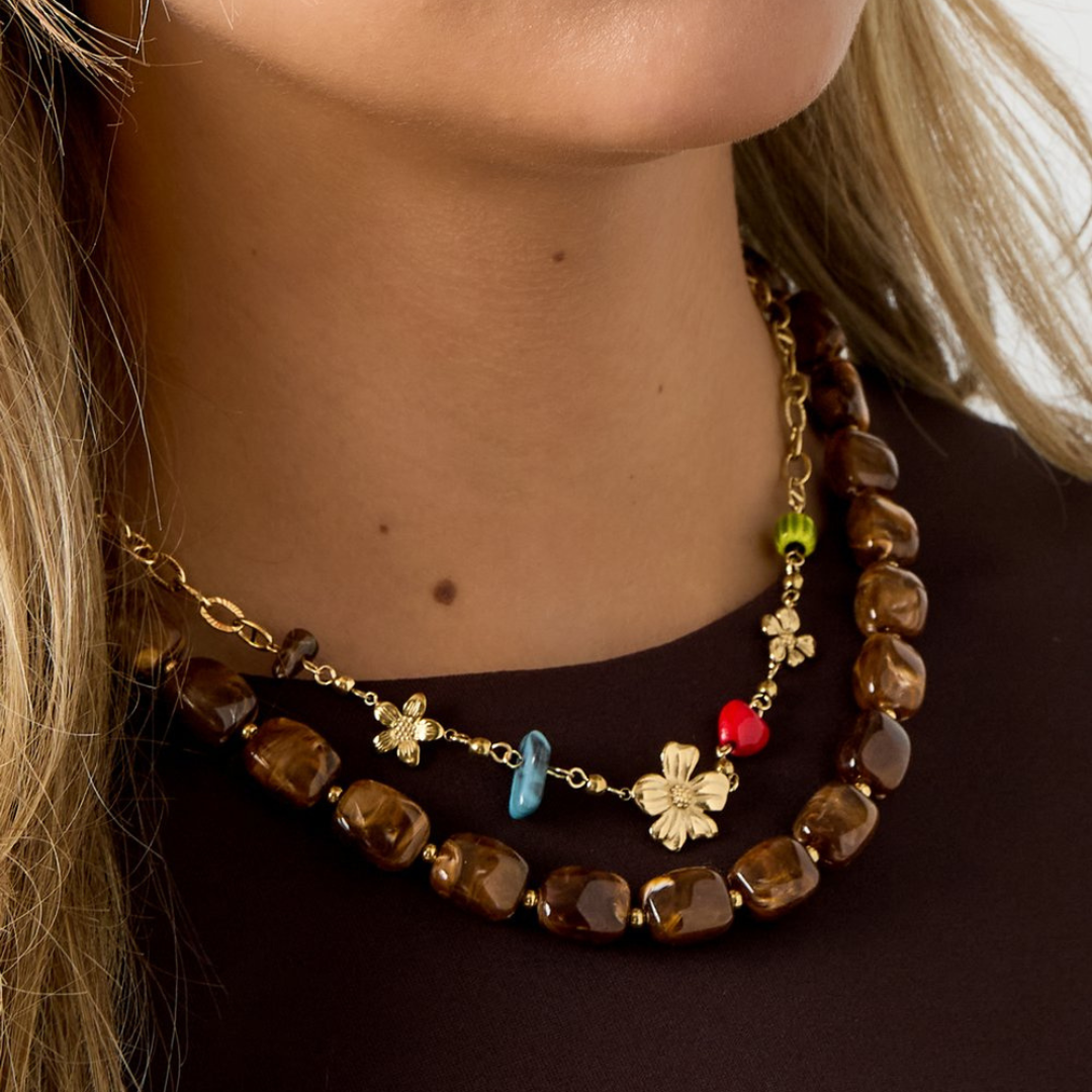 Edelstahl Kette "Flora" 14K vergoldet