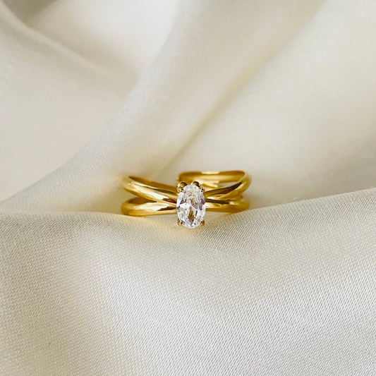 Edelstahl Ring "Malea Gold" Größenverstellbar