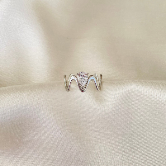 Edelstahl Ring "Wave Silber" Größenverstellbar