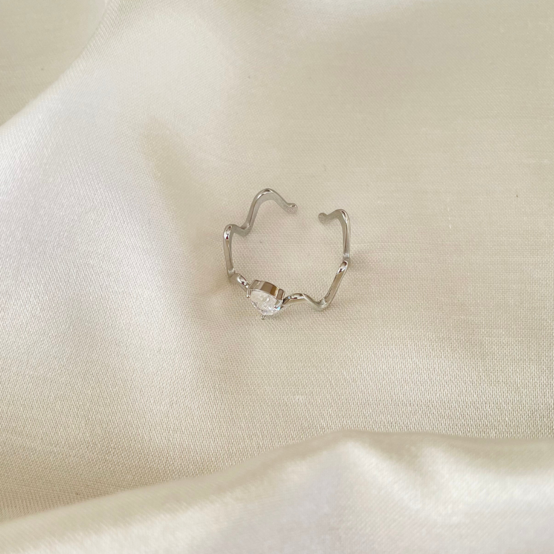 Edelstahl Ring "Wave Silber" Größenverstellbar