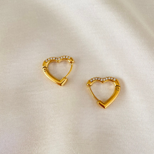 Edelstahl Ohrringe "Heart Gold" 14K vergoldet