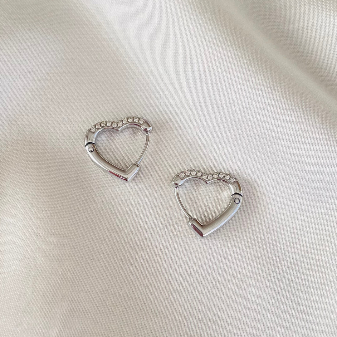 Edelstahl Ohrringe "Heart Silber" 14K vergoldet