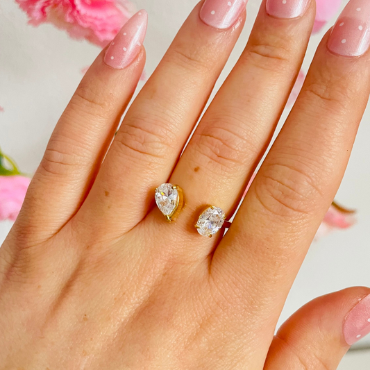 Edelstahl Ring "Oval Cut" Größenverstellbar