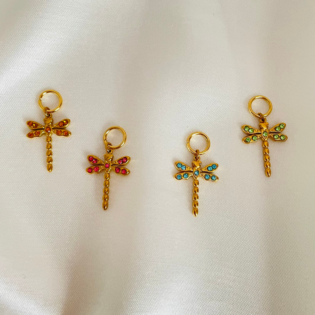 Edelstahl Charm "Freya Orange" 14K vergoldet