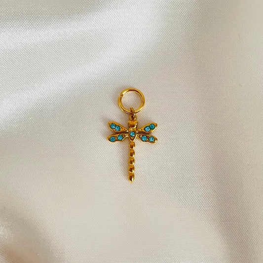 Edelstahl Charm "Freya Blau" 14K vergoldet