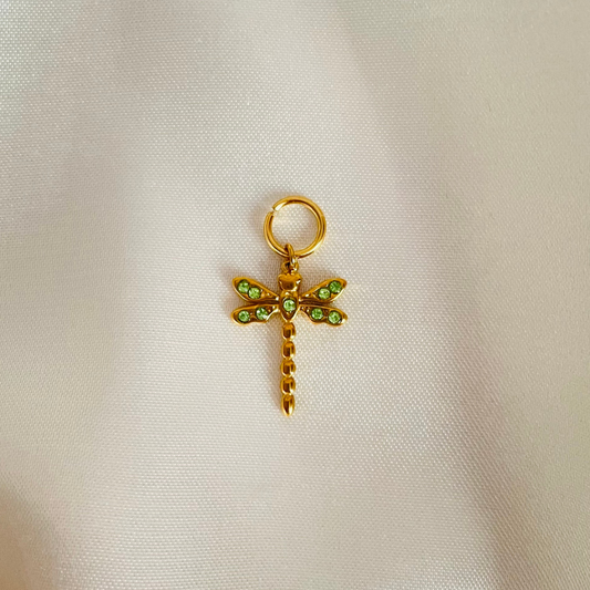 Edelstahl Charm "Freya Grün" 14K vergoldet