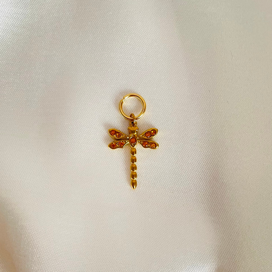 Edelstahl Charm "Freya Orange" 14K vergoldet