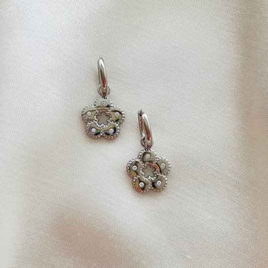 Edelstahl Ohrringe "Fleurina Silber" 14K vergoldet