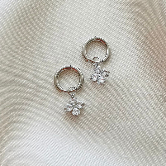 Edelstahl Ohrringe "Clover Silber" 14K vergoldet