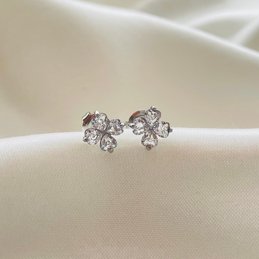 Edelstahl Ohrstecker "Clover Silber" 14K vergoldet