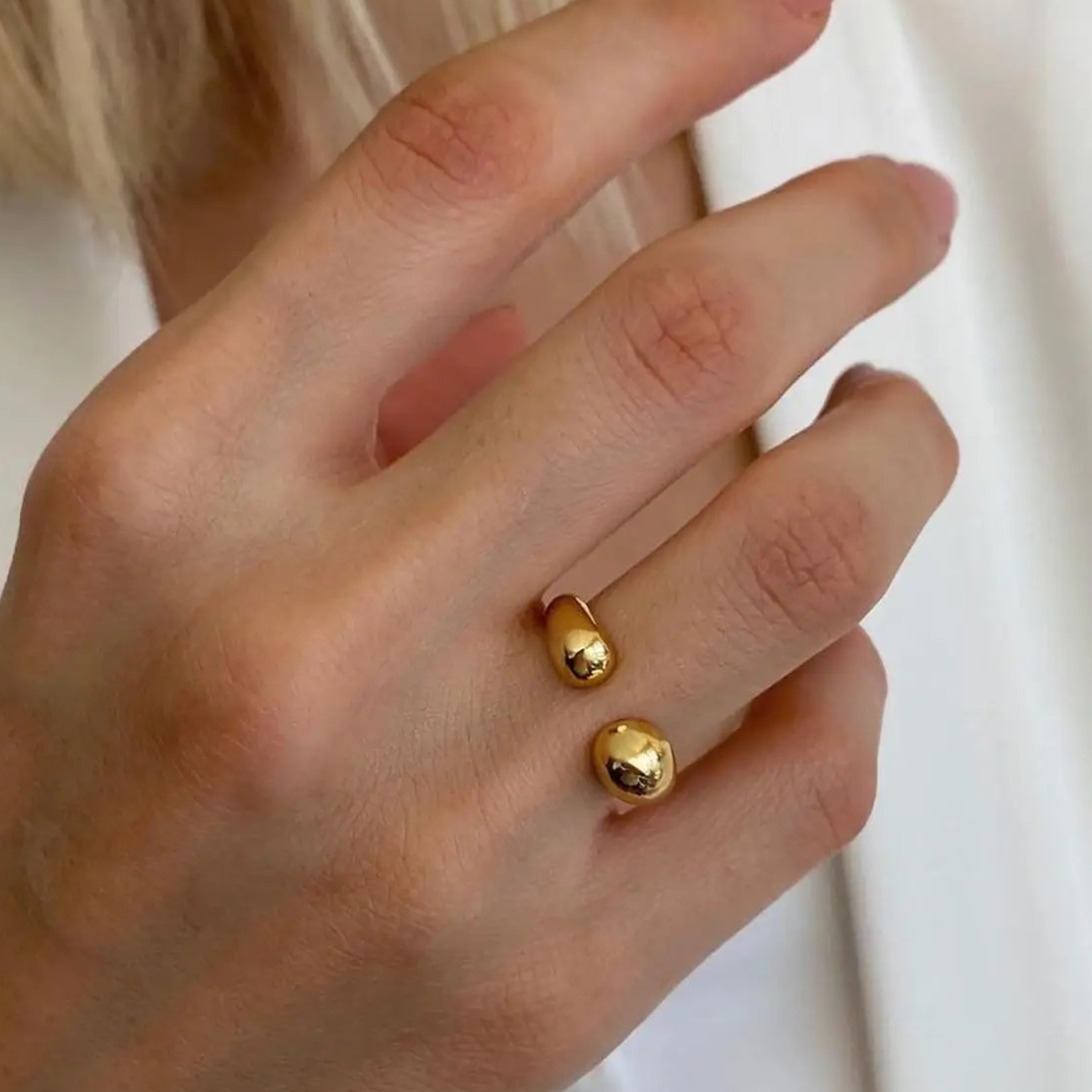 Edelstahl Ring "Kamai Gold" Größenverstellbar