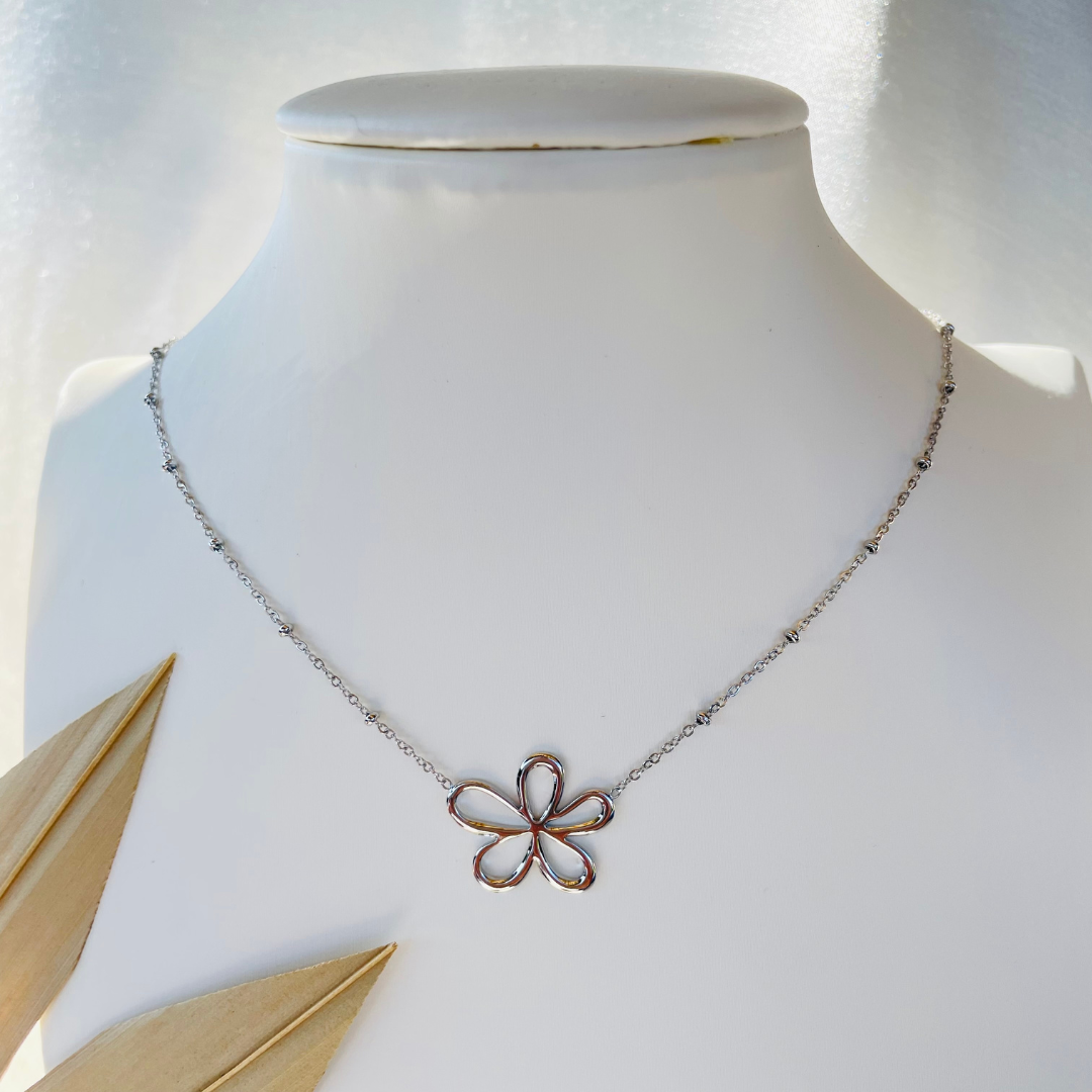 Edelstahl Kette "Fleur Silber" 14K vergoldet