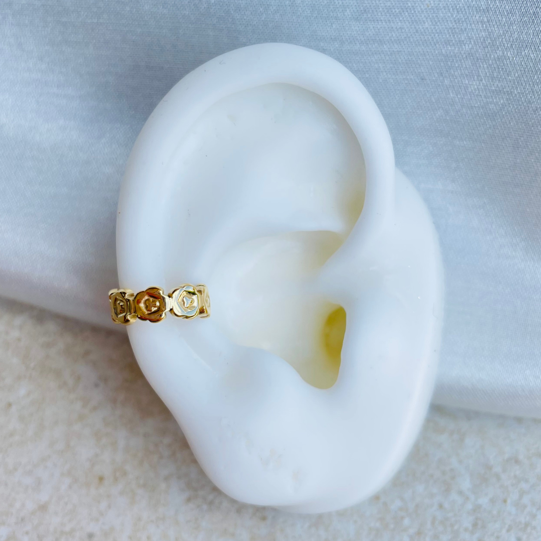 Edelstahl Earcuff "Bloom" 14K vergoldet