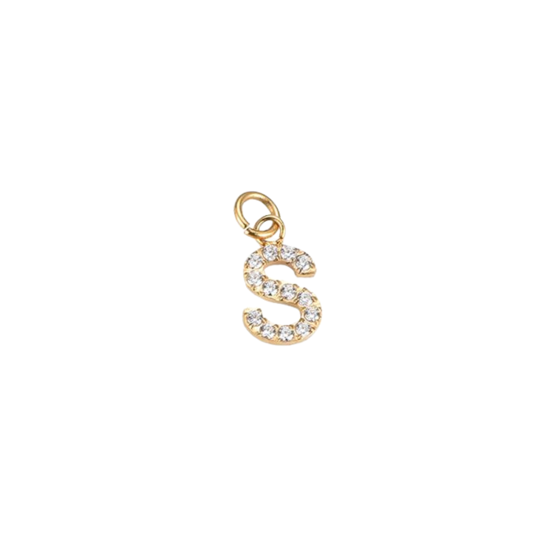 Edelstahl Charm "Letter Gold" mit Zirkonia Steinen