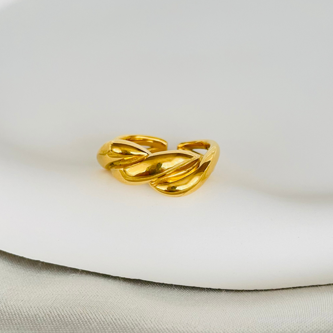 Edelstahl Ring "Fluffy Gold" Größenverstellbar