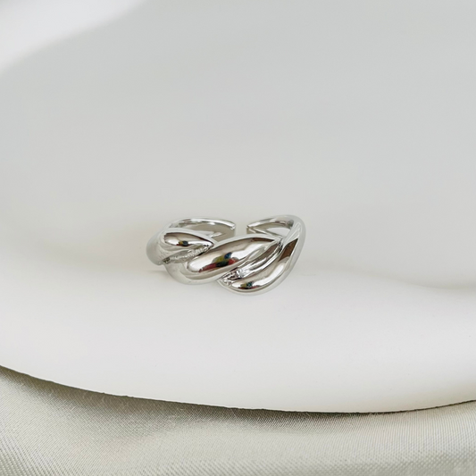 Edelstahl Ring "Fluffy Silber" Größenverstellbar