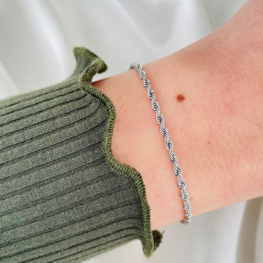 Edelstahl Armband "Twisty Silber" 14K vergoldet
