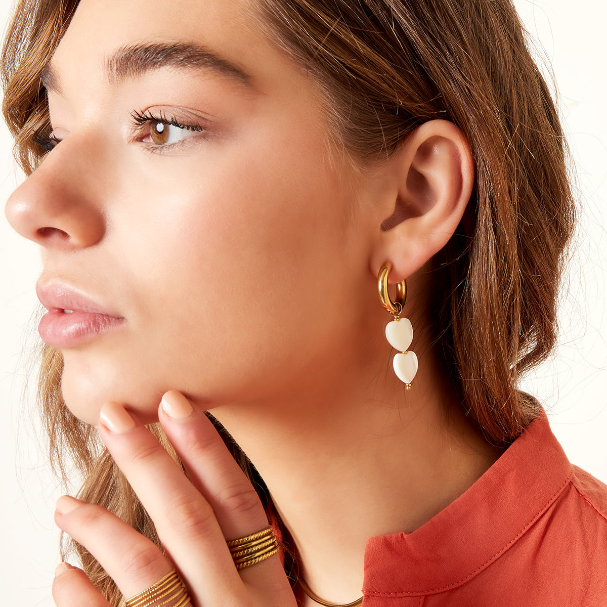 Stainless steel earrings "Kardía" 14K gold plated